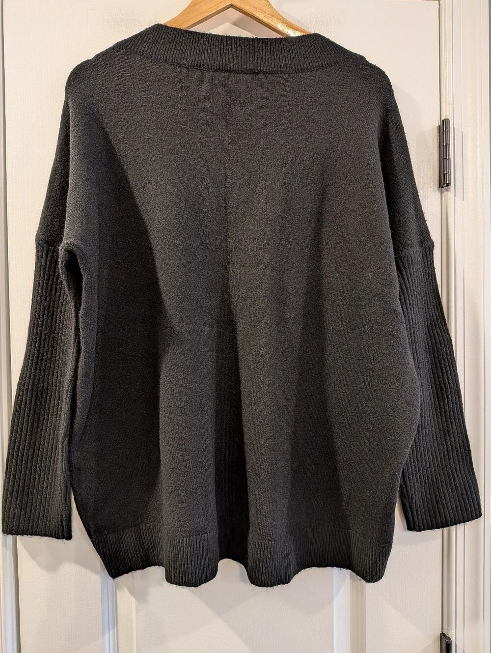 Hatch Eva Maternity Sweater Black V-Neck Wool Blend Minimalist Luxury Size XL